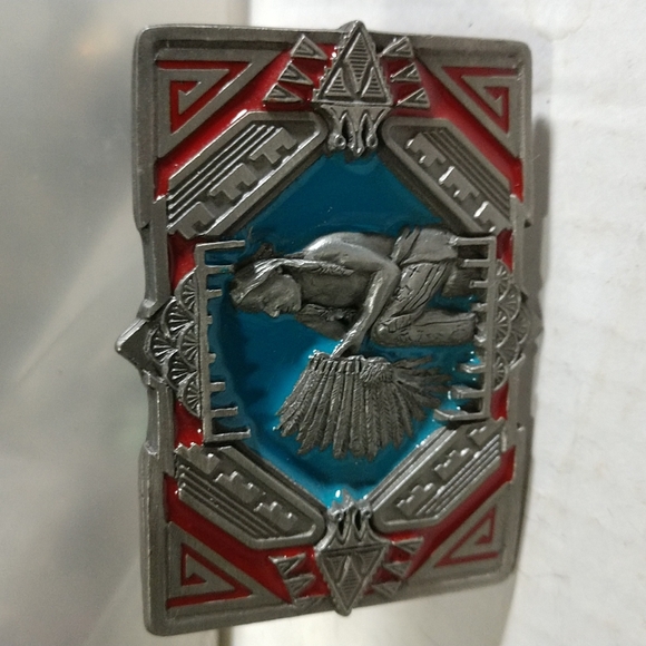 🌋Indian Belt Buckle Fine Pewter 1990 Made In The USA # 1483 by C& J Inc. - Picture 9 of 9